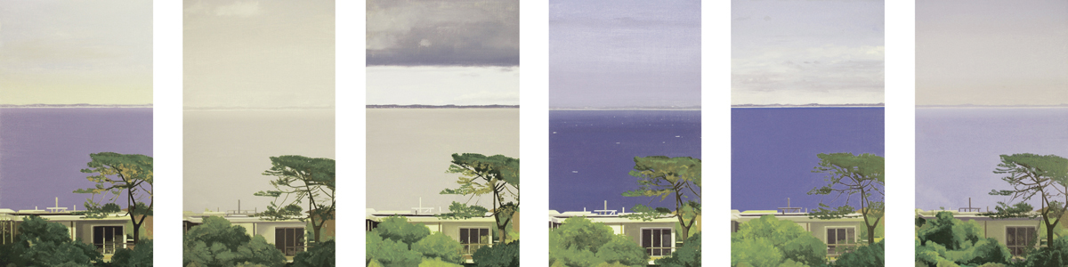4 mornings, 2 afternoons, 2013, oil on panel, 30 x 142 cm