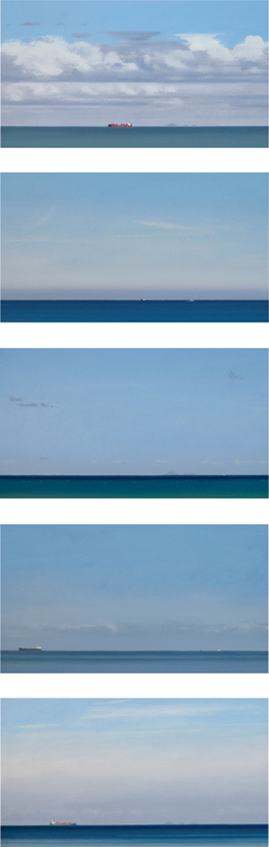 5 days, 5 horizons, 2012, oil on paper, 100 x 31 cm