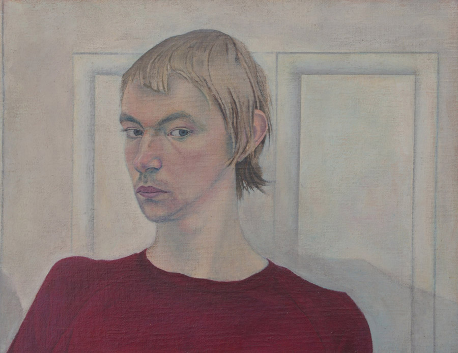 Self-Portrait, 1973, acrylic on panel, 28 x 36 cm